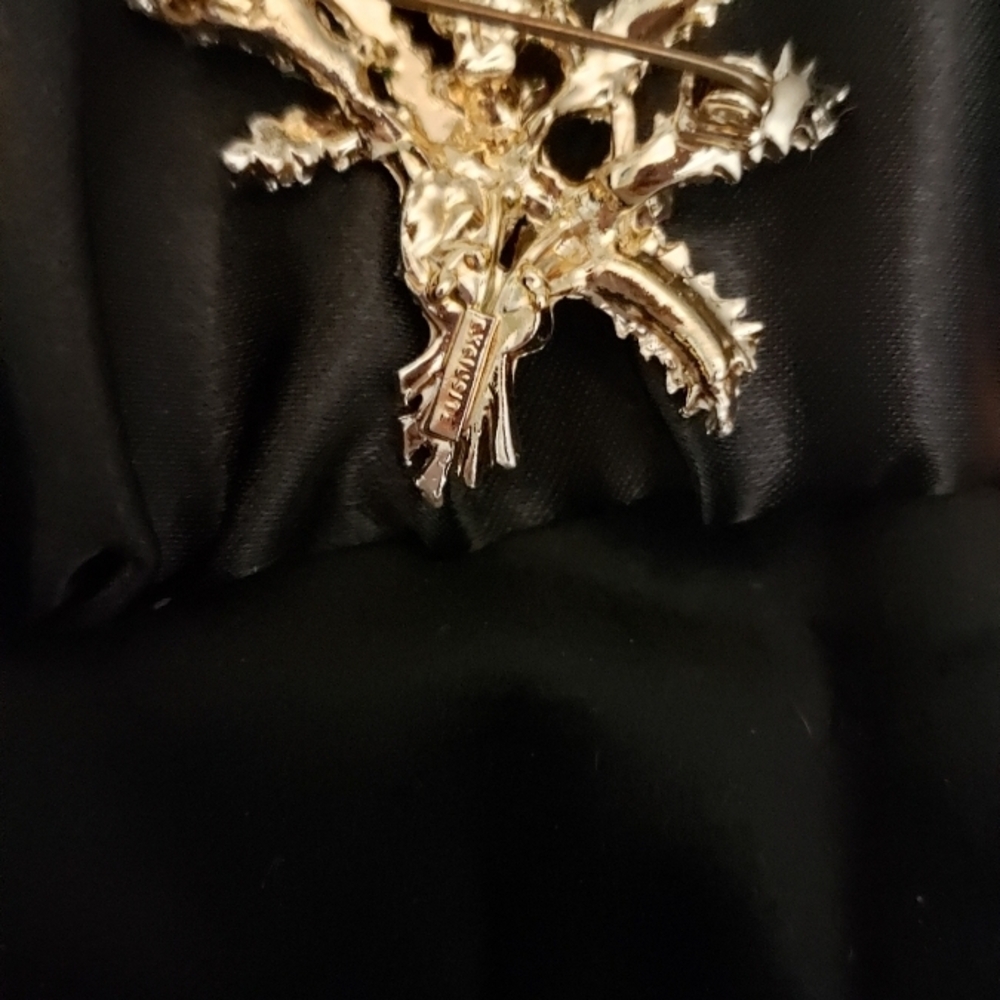 Gold and Purple Scottish Floral Brooch Pin - Picture 3 of 6